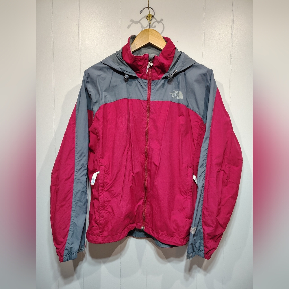 The North Face Hydrenalite Windbreaker Jacket‎ Large Red Gray Hooded